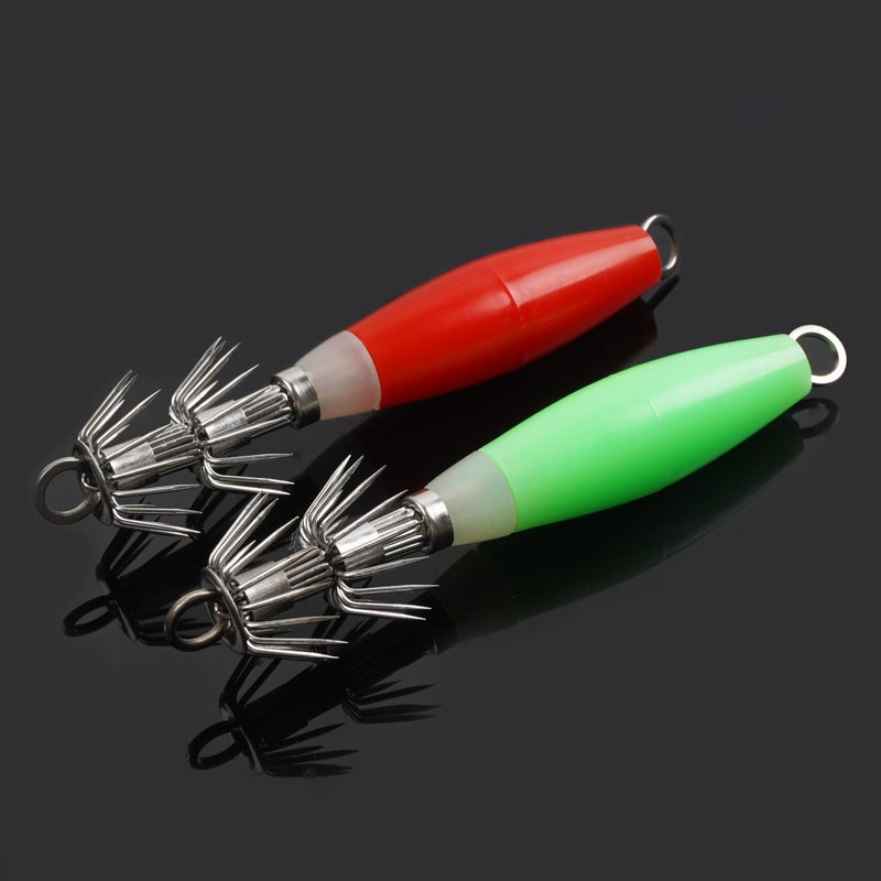OROOTL Squid Jigs Saltwater Fishing Lures, 5/10pcs Glow Squid Jig Hooks Luminous Cuttlefish Sleeve Octopus Jig Baits Night Fishing Octopus Lures Set with Tackle Box - Image 5
